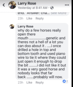 larry rose writing about his horse abuse techniques